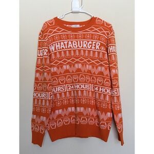 Whataburger Fast Food Restaurant Orange Crewneck Christmas Sweater Adult Medium